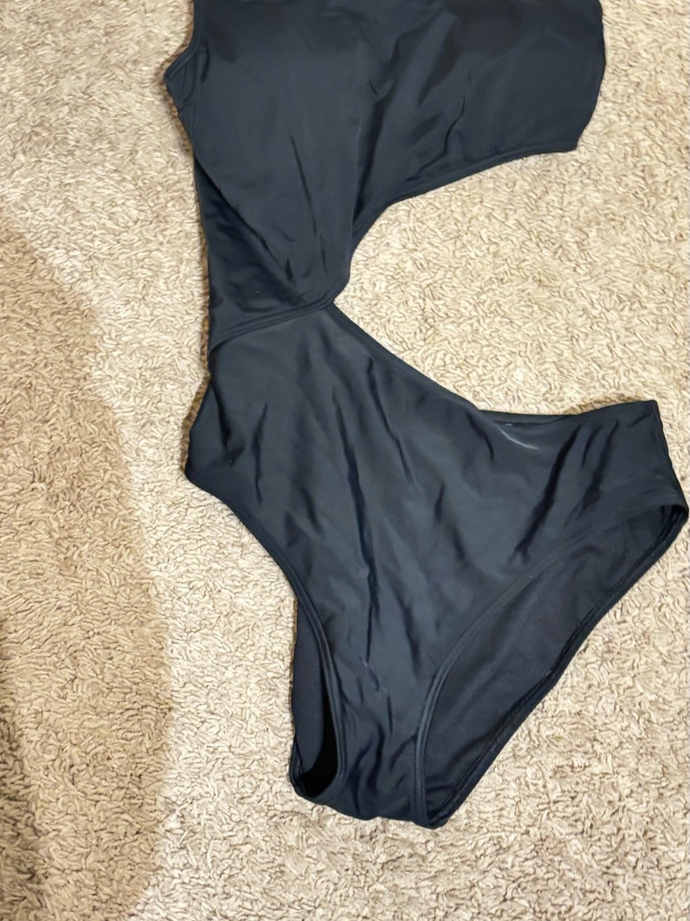 A&F WORN 1x Black One-Shoulder Women's cut out bathing suit size small flawless - Picture 2 of 4